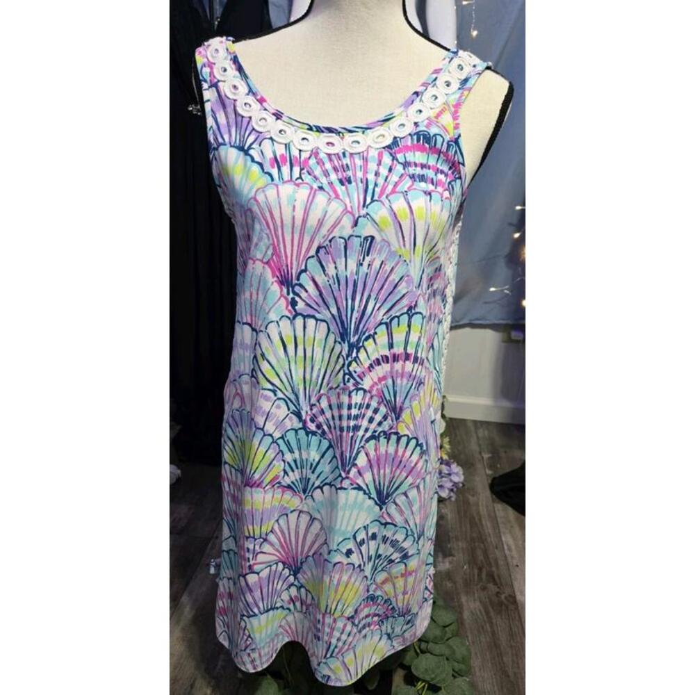Lilly Pulitzer Stella Oh Shello Lace Crepe A-Line Shift Dress Blue Size 2
